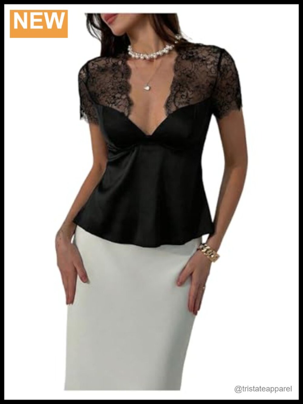 Satin Lace Trim Blouse Women's Y2K Peplum Crop Top Going Out Short Sleeve